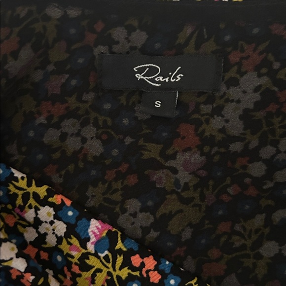 Rails Delaney Long Sleeve V-Neck Mini Dress in Dark Ditsy Floral Sz S - Picture 12 of 13